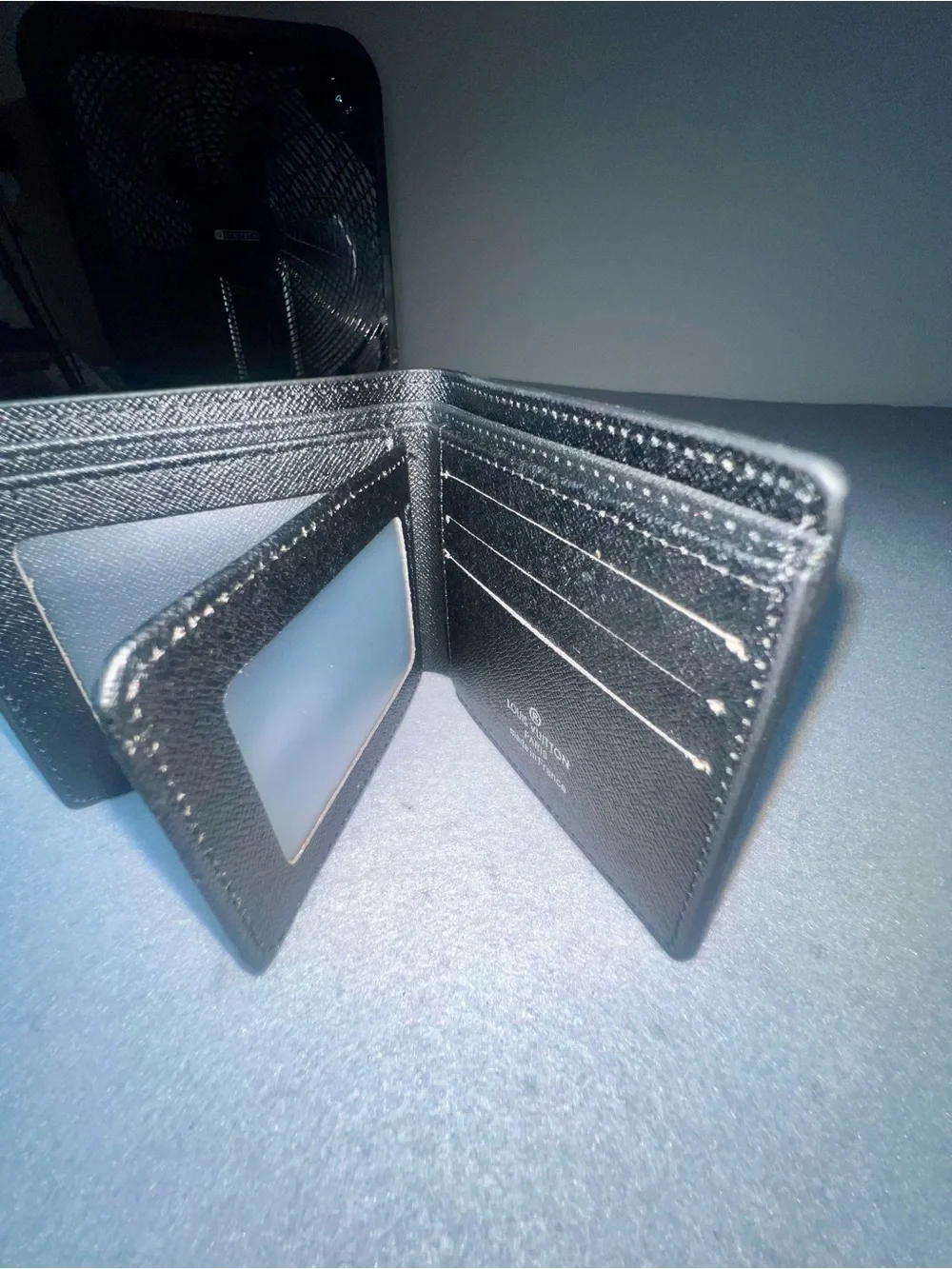 Louis Vuitton Black Embossed Monogram Men's Bi-Fold Wallet